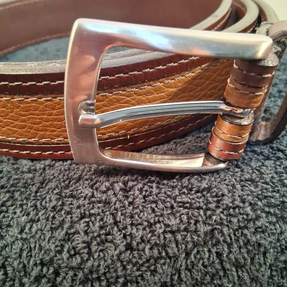 Allen Edmonds Casual Nashua Two-Tone Leather Belt Size 40 Length 46
